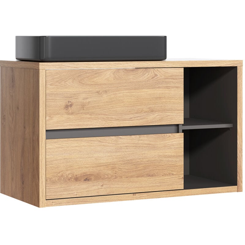 foto del prodotto petits meubles mobile bagno con lavabo rigel marrone e antracite 100cm