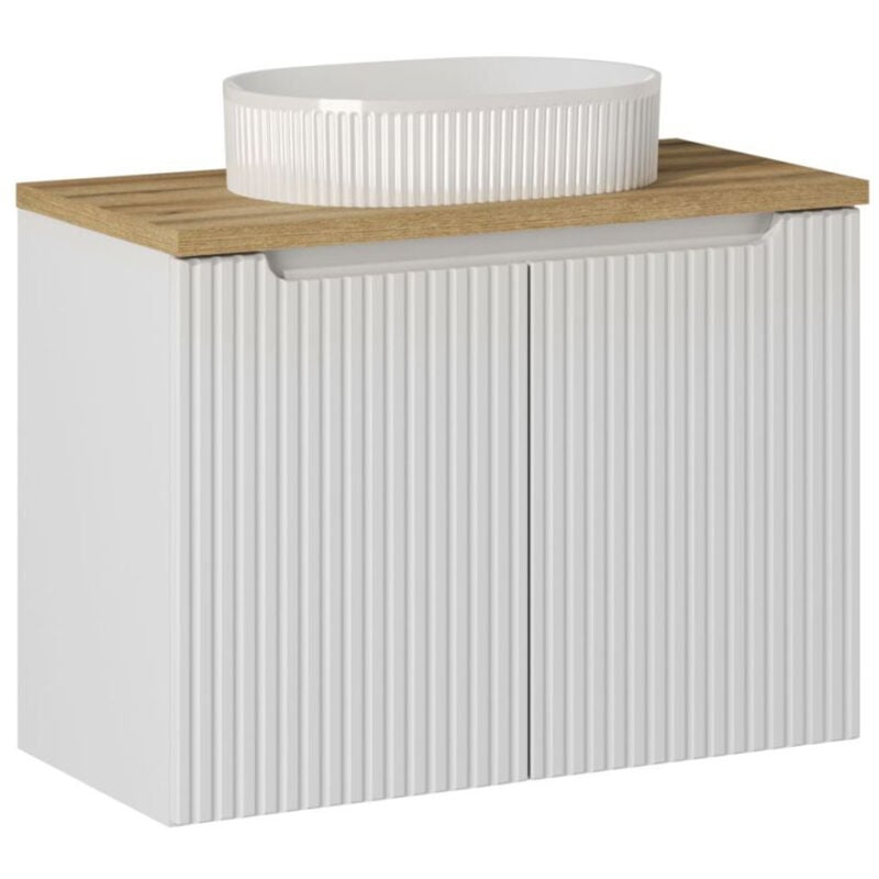 foto del prodotto petits meubles mobile bagno con lavabo riva bianco e marrone 80cm