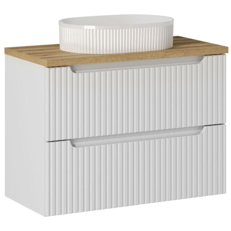 foto del prodotto petits meubles mobile bagno con lavabo riva bianco e marrone 80cm