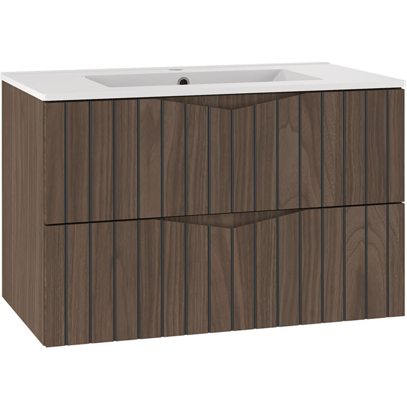 foto del prodotto petits meubles mobile bagno con lavabo siena marrone e nero 80cm