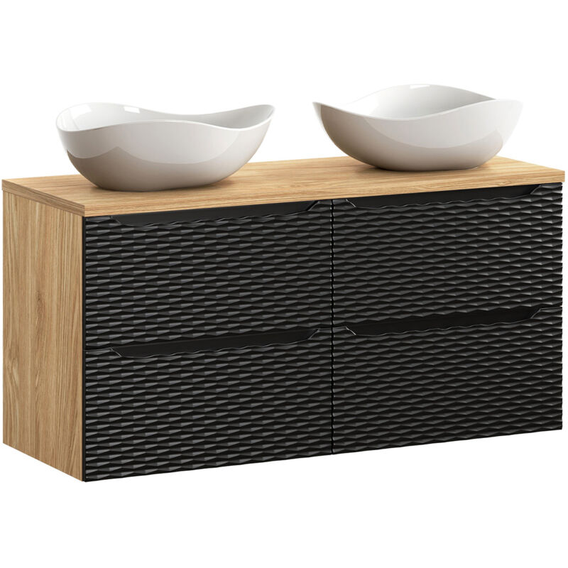 foto del prodotto petits meubles mobile bagno doppio lavabo elora nero e marrone 120cm
