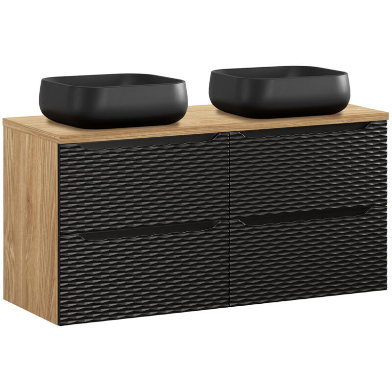 foto del prodotto petits meubles mobile bagno doppio lavabo elora nero e marrone 120cm