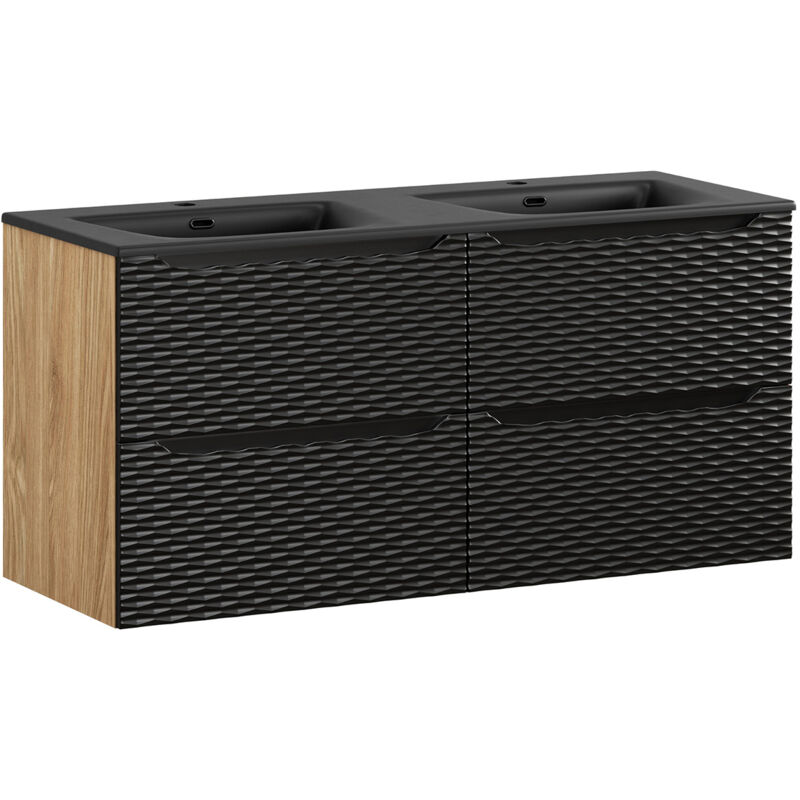 foto del prodotto petits meubles mobile bagno doppio lavabo elora nero e marrone 120cm
