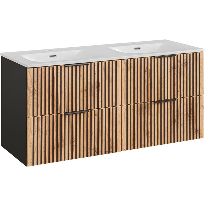 foto del prodotto petits meubles mobile bagno doppio lavabo gaia marrone e nero 120cm