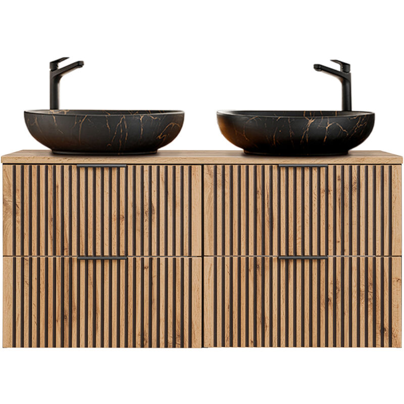foto del prodotto petits meubles mobile bagno doppio lavabo gaia marrone e nero 120cm