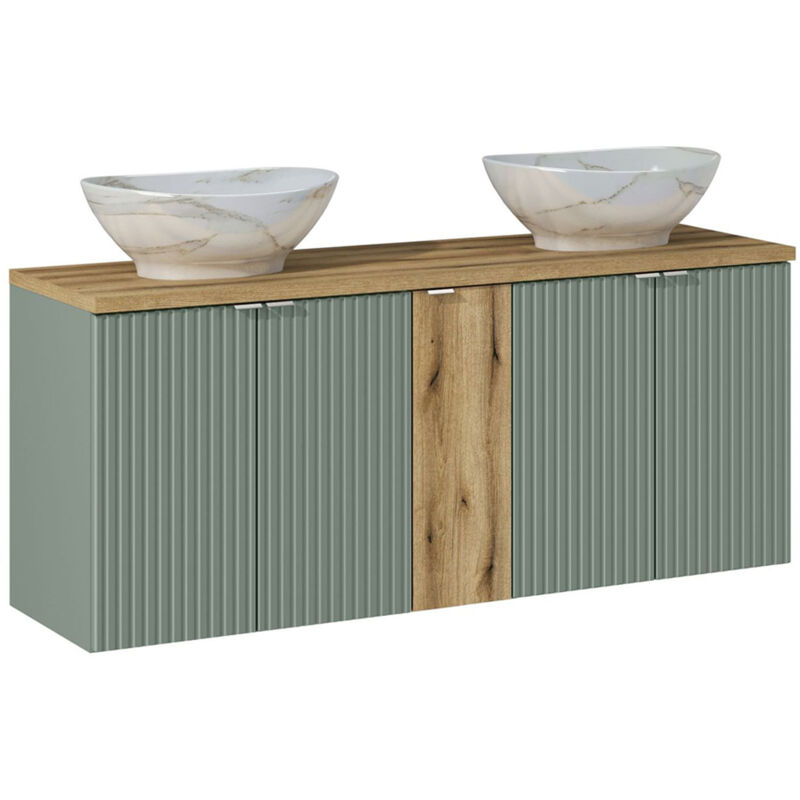 foto del prodotto petits meubles mobile bagno doppio lavabo jade verde e marrone 140cm