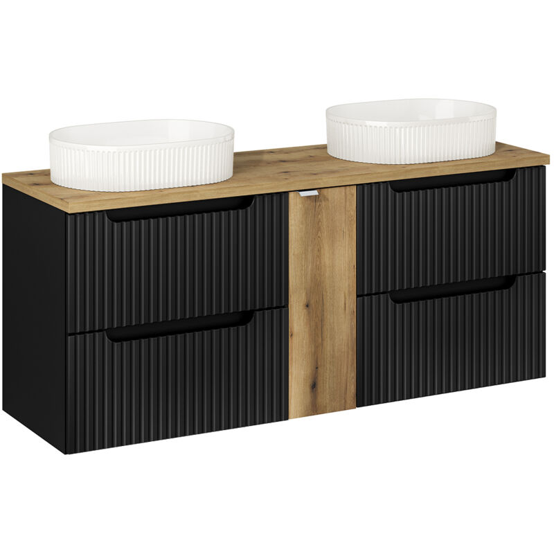 foto del prodotto petits meubles mobile bagno doppio lavabo riva nero e marrone 140cm