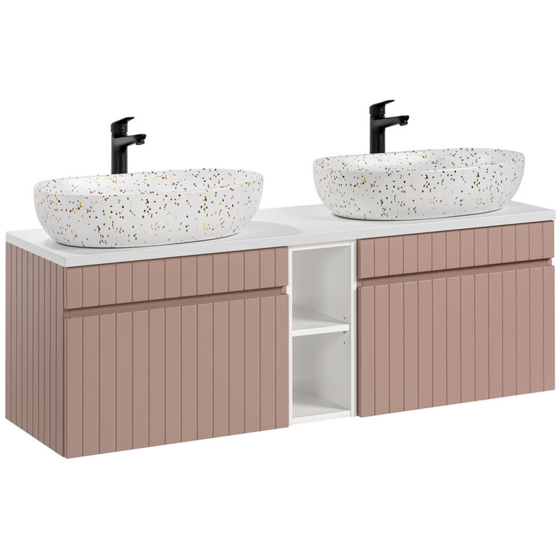 foto del prodotto petits meubles mobile bagno doppio lavabo zelie rosa 140cm