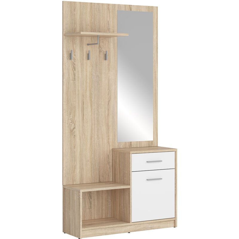 foto del prodotto petits meubles mobile da corridoio in legno e bianco ewen