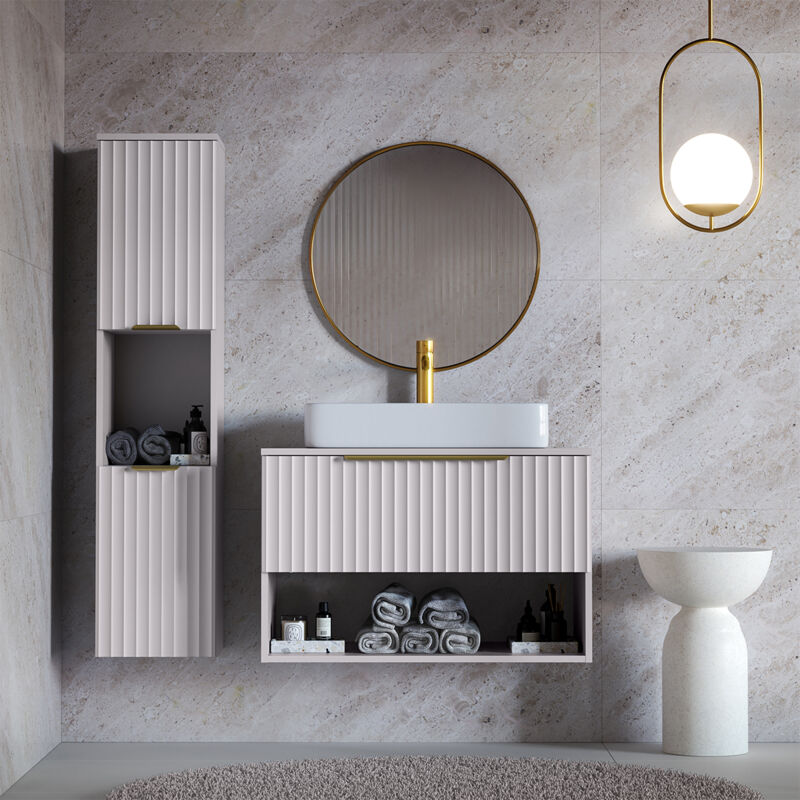 foto del prodotto petits meubles mobile dania cachemire 80 cm con specchiera e colonna