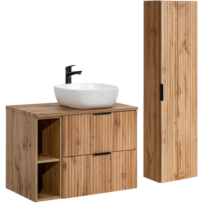 foto del prodotto petits meubles set di mobili da bagno con lavabo adriel marrone 80cm