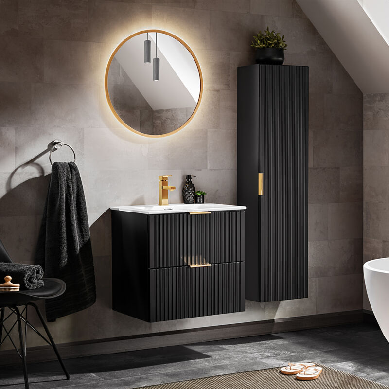 foto del prodotto petits meubles set di mobili da bagno con lavabo adriel nero opaco 60cm