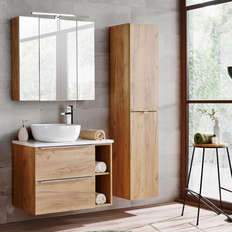 foto del prodotto petits meubles set di mobili da bagno con lavabo april marrone 80cm