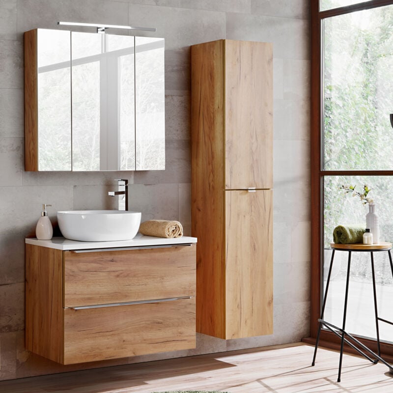 foto del prodotto petits meubles set di mobili da bagno con lavabo april marrone 80cm
