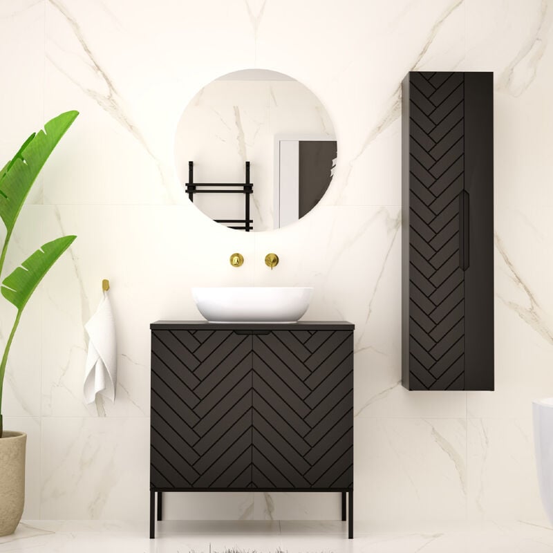 foto del prodotto petits meubles set di mobili da bagno con lavabo daria nero 80cm