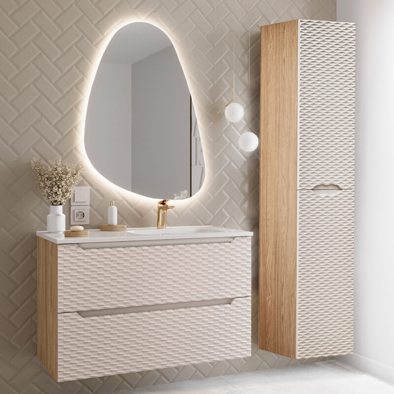 foto del prodotto petits meubles set di mobili da bagno con lavabo elora beige e marrone droite
