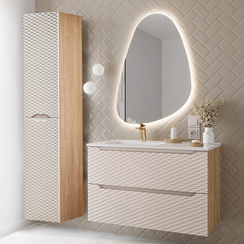 foto del prodotto petits meubles set di mobili da bagno con lavabo elora beige e marrone gauche