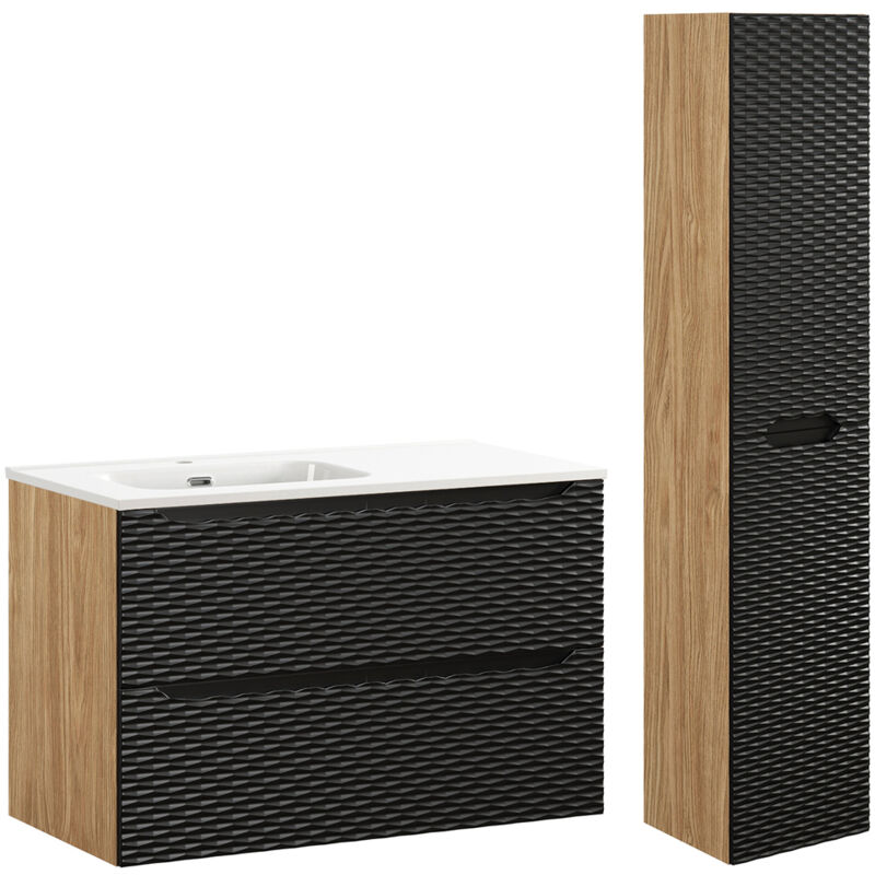 foto del prodotto petits meubles set di mobili da bagno con lavabo elora nero e marrone gauche