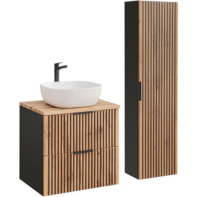 foto del prodotto petits meubles set di mobili da bagno con lavabo gaia marrone e nero 60cm