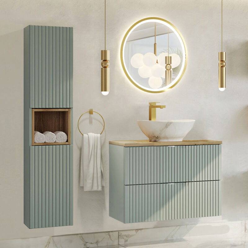 foto del prodotto petits meubles set di mobili da bagno con lavabo jade verde e marrone 80cm