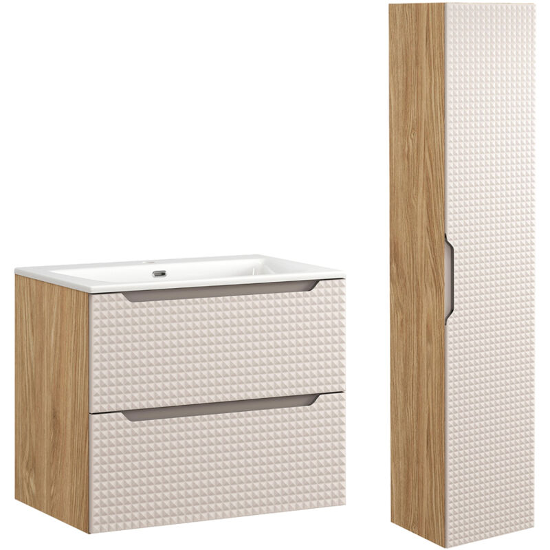 foto del prodotto petits meubles set di mobili da bagno con lavabo mallory beige e marrone 70cm