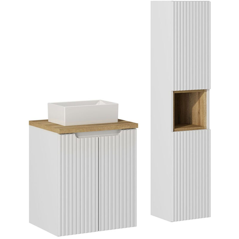 foto del prodotto petits meubles set di mobili da bagno con lavabo riva bianco e marrone 50cm