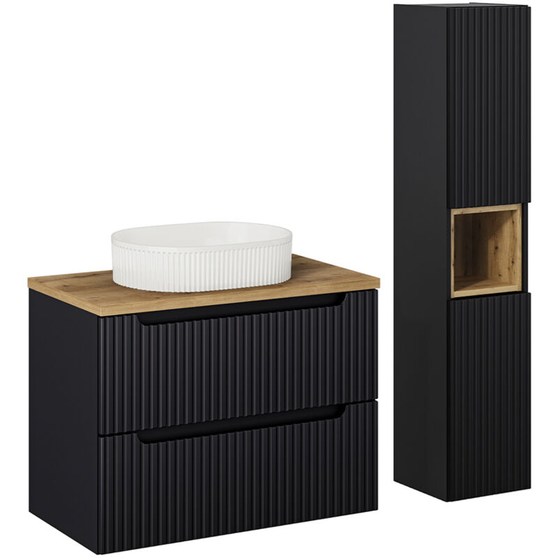 foto del prodotto petits meubles set di mobili da bagno con lavabo riva nero e marrone 80cm