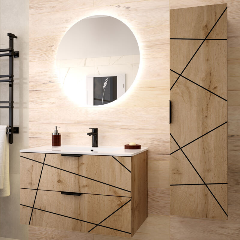 foto del prodotto petits meubles set di mobili da bagno con lavabo teren marrone 80cm