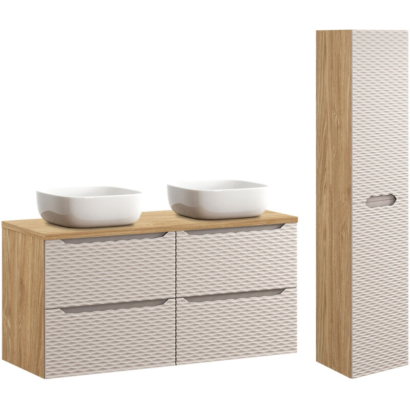 foto del prodotto petits meubles set di mobili da bagno doppio lavabo elora beige e marrone 120cm