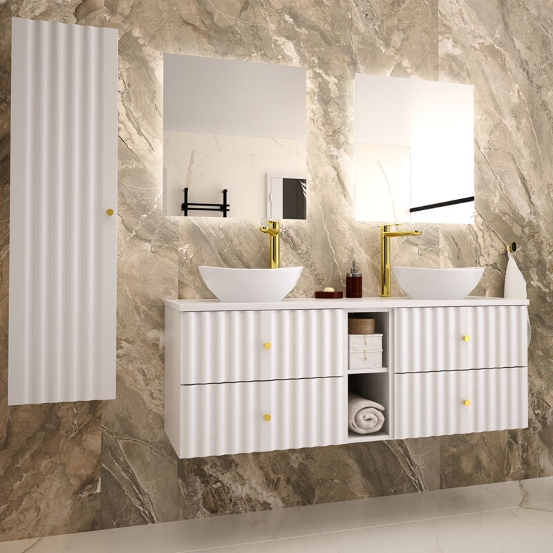foto del prodotto petits meubles set di mobili da bagno doppio lavabo izae bianco 140cm