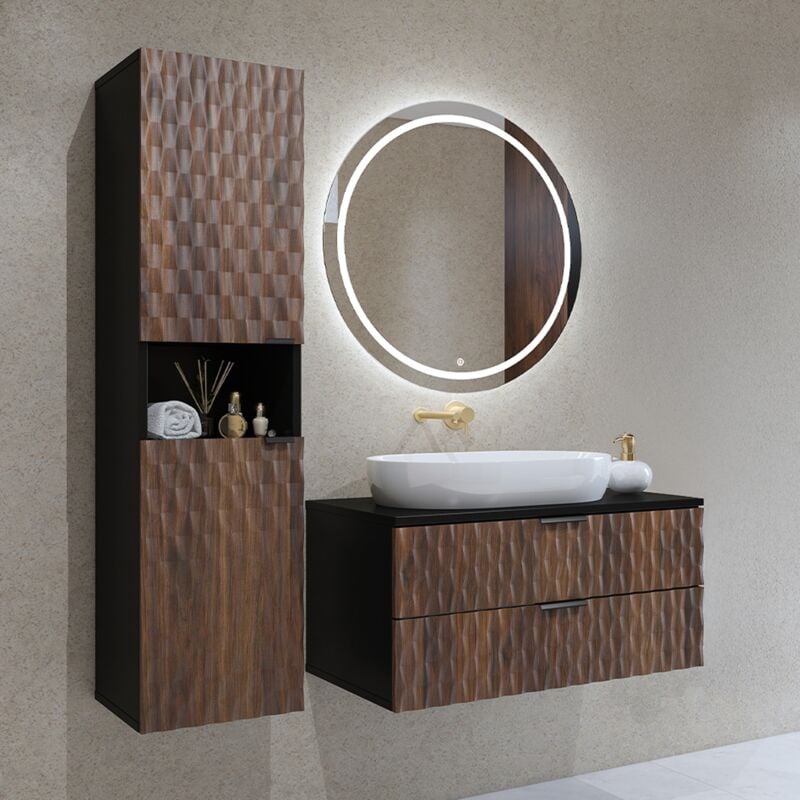 foto del prodotto petits meubles set di mobili da bagno doppio lavabo nevia marrone e nero