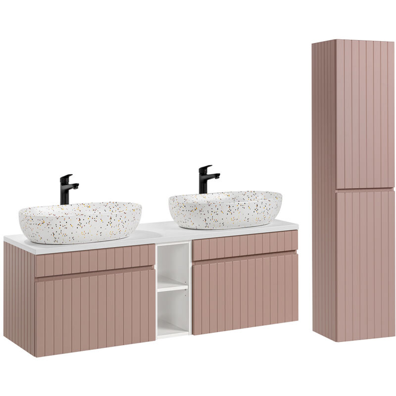 foto del prodotto petits meubles set di mobili da bagno doppio lavabo zelie rosa 140cm