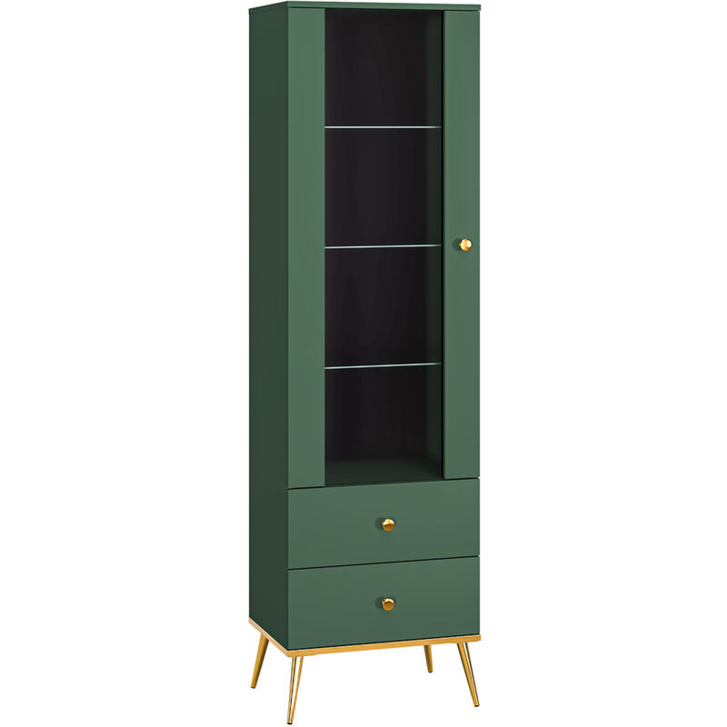 foto del prodotto petits meubles vetrina 1 anta 2 cassetti thalia verde 190cm