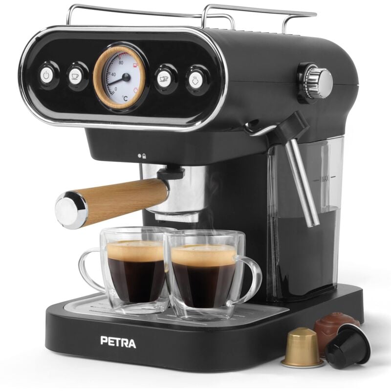 foto del prodotto petra pt5108vdeeu7 macchina per caff espresso e cappuccino 3 in 1 macchina da caff 1.2l con montalatte, compatibile con cialde 30 54 mm e caff 