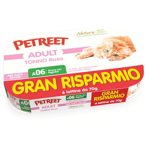 foto del prodotto petreet natura cat maxi scorta 6x70 gr tonno e fagiolini 1 ordine scegli lo sconto bzr5 bzr20 200 punti fedelt 