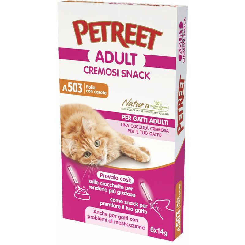 foto del prodotto petreet snack 6 x 14gr 503 pollo con carote