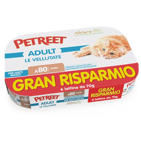 foto del prodotto petreet vellutate cat maxi scorta 6x70 gr - vitello - spedizione gratis da 39€