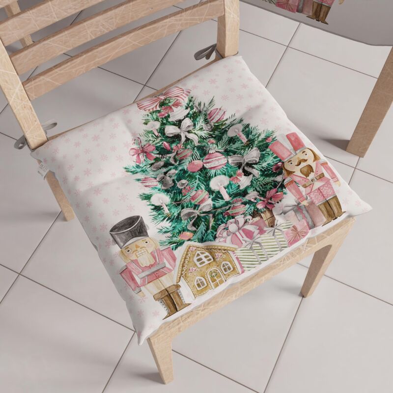 foto del prodotto petti artigiani italiani cuscini per sedia cucina natalizi, cuscini sedie natale set da 6 pezzi, cuscini coprisedie natalizi in microfibra con