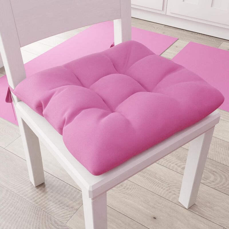 foto del prodotto petti artigiani italiani cuscini per sedia cucina, set 6 cuscini per sedie cucina, coprisedie cucina in cotone con laccetti, fuxia, 100 made in