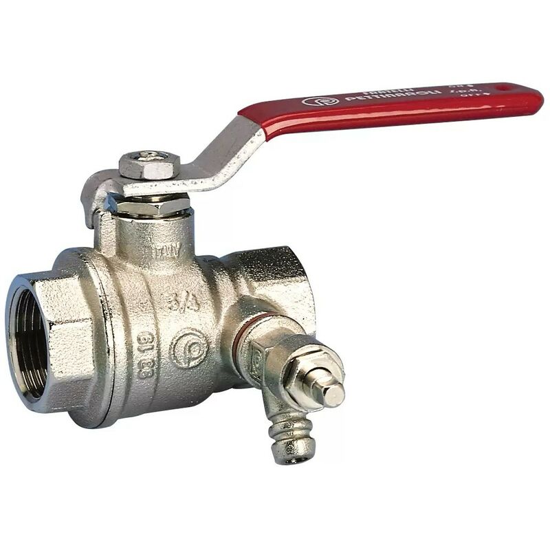 foto del prodotto pettinaroli valvola a sfera f x f passaggio totale con rubinetto di spurgo 51cs 1 2 rossa