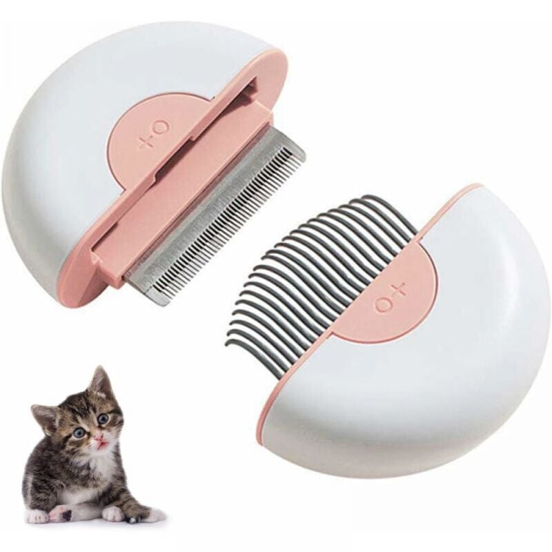 foto del prodotto pettine 2 in 1 per animali domestici, mini pettine per la pulizia e il massaggio per animali domestici a pelo lungo e corto, spillo in acciaio