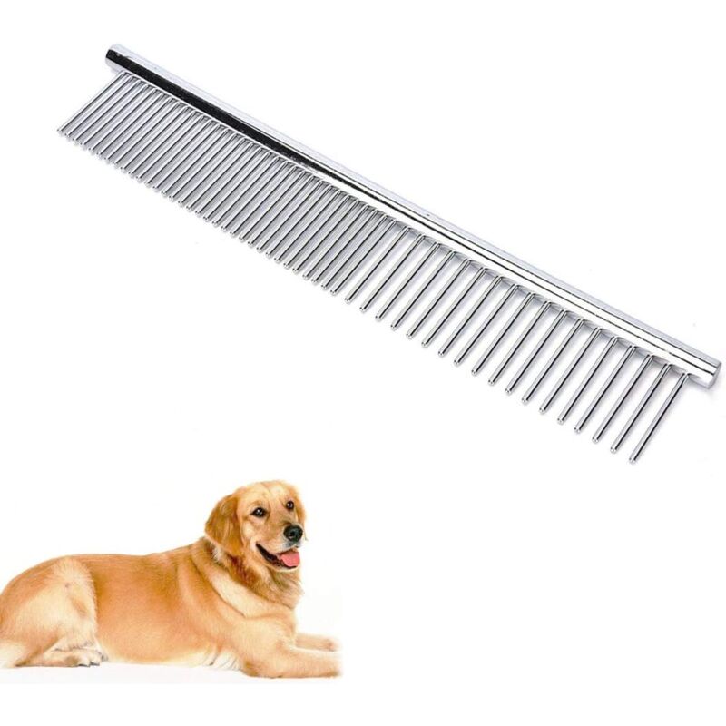 foto del prodotto pettine per toelettatura, pettine per cani in acciaio inossidabile, pettine per animali domestici per cani a pelo lungo, strumenti per toelettatura
