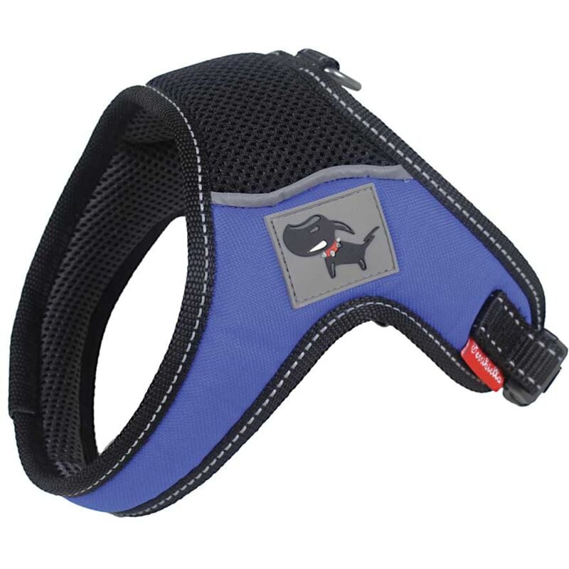 foto del prodotto pettorina con chiusura rinforzata, profili catarifrangenti imbottitura mesh modello everest per cani xl blu
