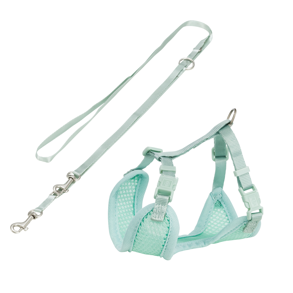 foto del prodotto pettorina morbida con guinzaglio per cuccioli trixie junior 26 34 cm circ. torace, 200 cm, menta