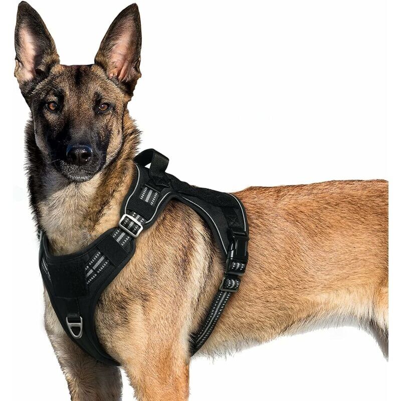 foto del prodotto pettorina per cani anti trazione, pettorina tattica riflettente regolabile con maniglia e anelli, gilet resistente e facile da indossare, pettorina
