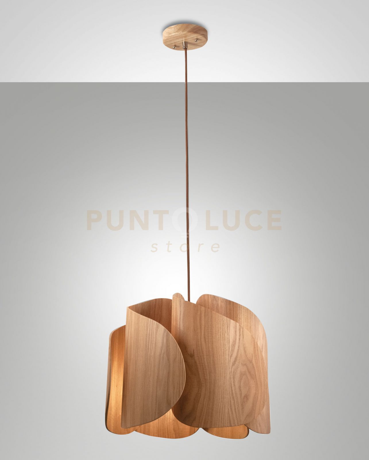 foto del prodotto pevero lampadario a sospensione colore frassino in metallo e legno 1 luce attacco e27