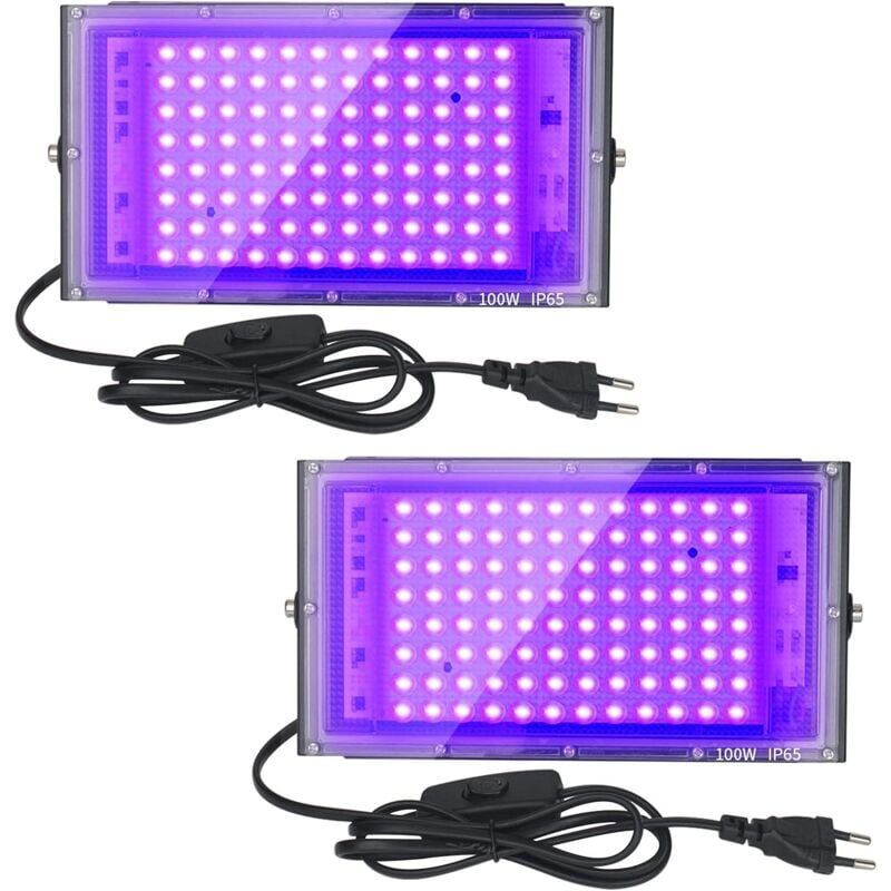 foto del prodotto pezzi 100w uv led black light ip65 impermeabile, lampada led ultravioletta, illuminazione d effetto per acquario, festa, vernice fluorescente, poster