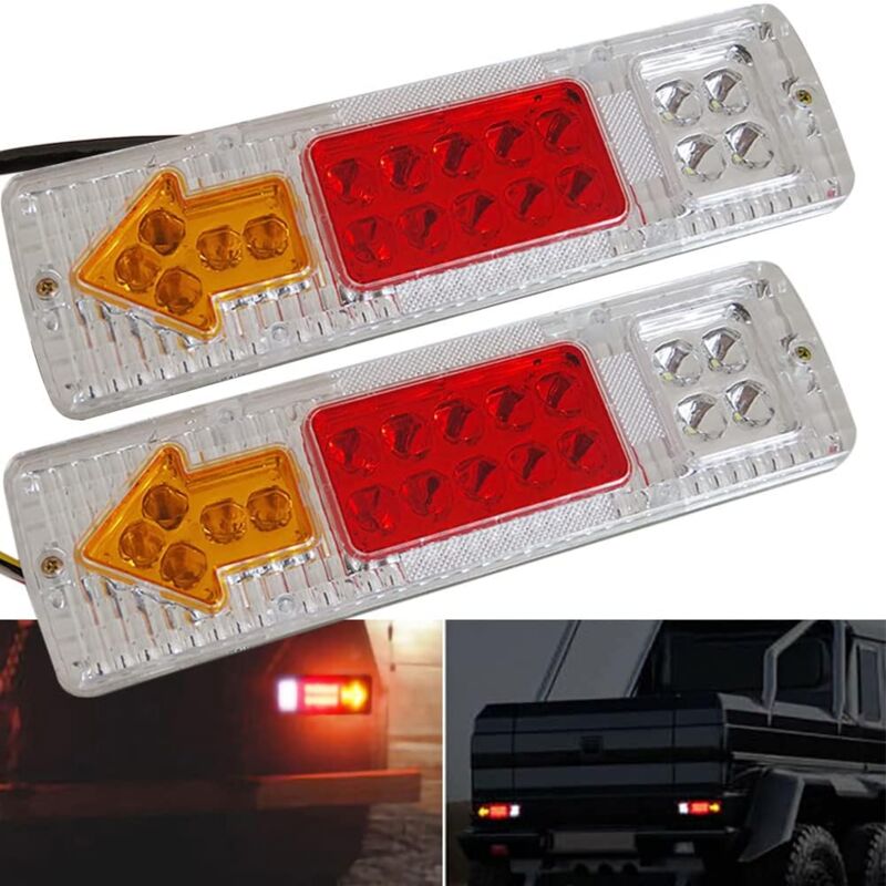 foto del prodotto pezzi 12v camion rimorchio fanale posteriore 19 led impermeabile freno stop retromarcia indicatori di direzione luci posteriori lampade di targa per
