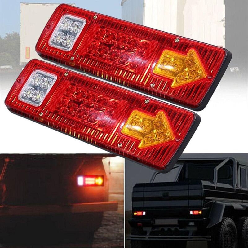 foto del prodotto pezzi 12v camion rimorchio fanale posteriore 19 led impermeabile freno stop retromarcia indicatori di direzione luci posteriori lampade di targa per
