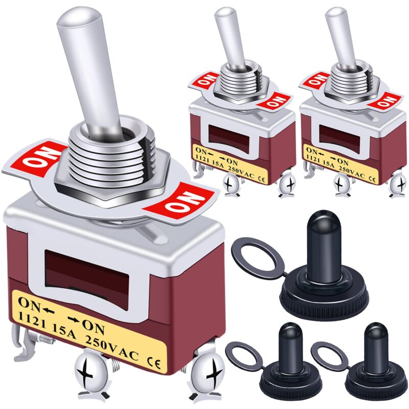 foto del prodotto pezzi 2 posizioni interruttore a levetta spst 2 terminale on on interruttore a bilanciere in metallo 20a 125v 15a 250v 3 pezzi copertura